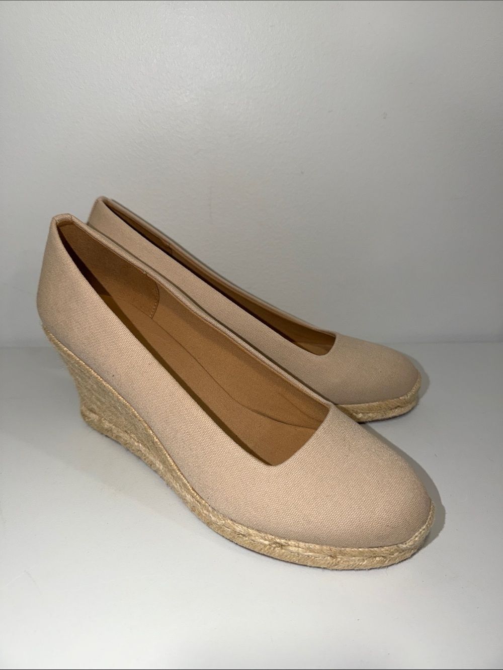 J.Crew 9 Beige Ivory Jute Wedge Espadrilles - Picture 1 of 9